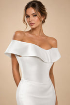 Luxury Lvory Ruched Bodycon Mini Wedding Dress ZP047