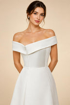 Luxury Lvory Ruched Bodycon Mini Wedding Dress ZP047