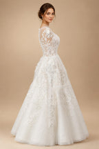 Elegant Off White Long Sleeve Lace Short Wedding Dress ZP050