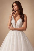 Dreamy White Glitter Tulle Wedding Dress with Lace Bodice and Corset Back ZP054