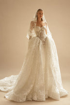 Glamorous Ivory Lace Sweetheart Nec Ball Gown Wedding Dress with Veil ZP120