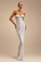 Elegant Ivory Sheer Lace Sweetheart Neck Fringe Mermaid Wedding Dress with Choker ZP125