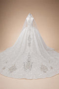 Luxury Sparkly White Ball Gown with Full-Sequin Embroidery Wedding Dress ZP164