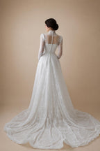 Elegant Sequin Printed Long Sleeve Wedding Dress ZP172
