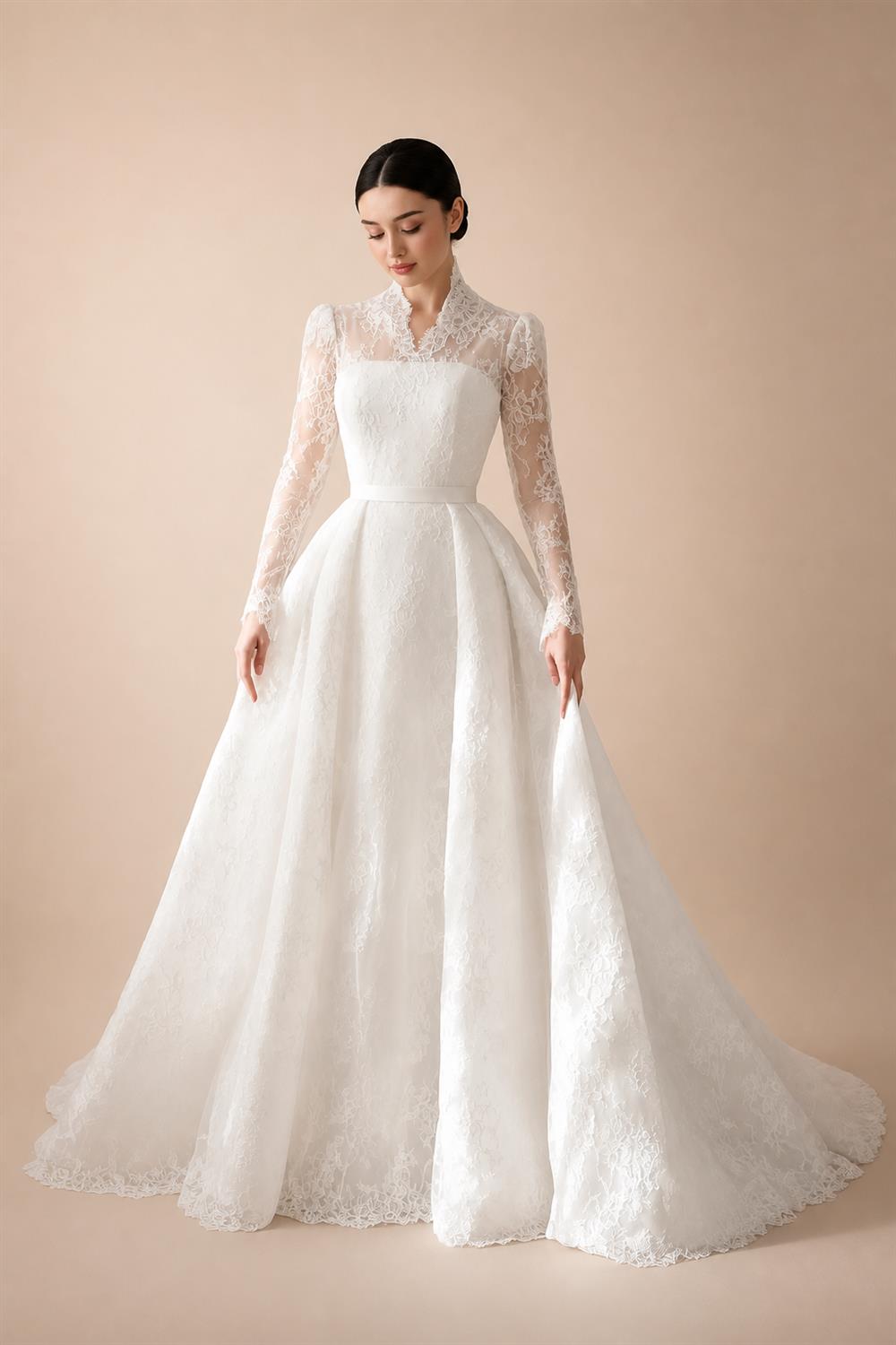 Luxury Full Lace Printed Ball Gown Wedding Dress ZP173