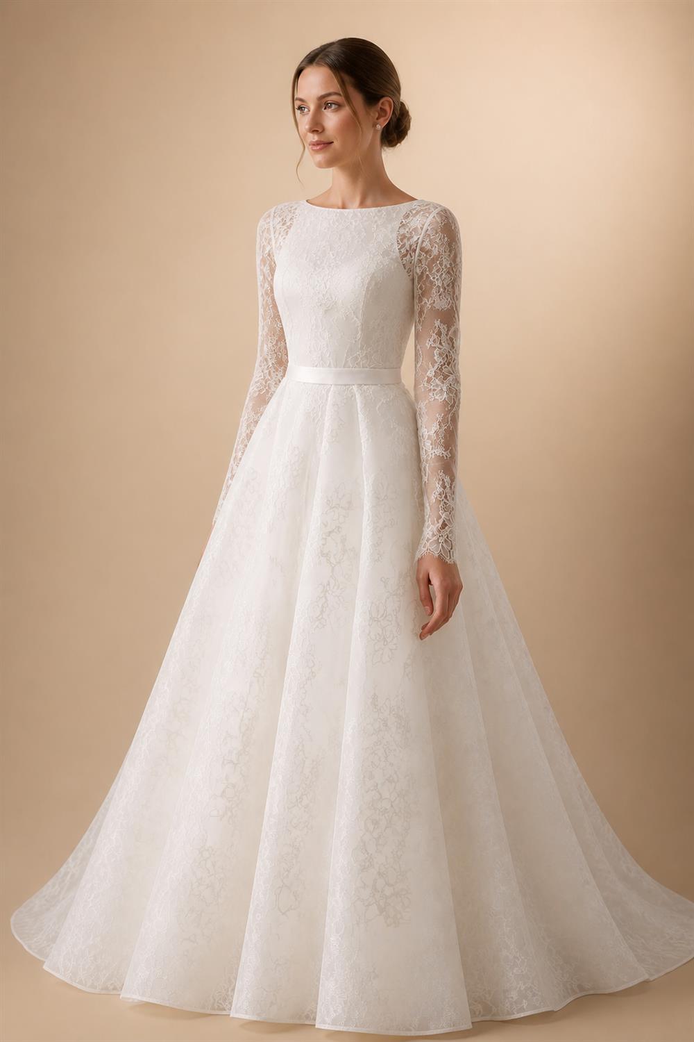 Luxury Full Lace Printed Ball Gown Wedding Dress ZP173