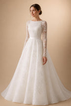 Luxury Full Lace Printed Ball Gown Wedding Dress ZP173