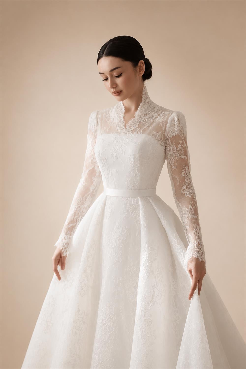 Luxury Full Lace Printed Ball Gown Wedding Dress ZP173