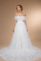 Luxury Off Shoulder Wedding Dress with Long Sleeves ZP175