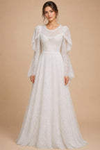 Luxury Off Shoulder Wedding Dress with Long Sleeves ZP175