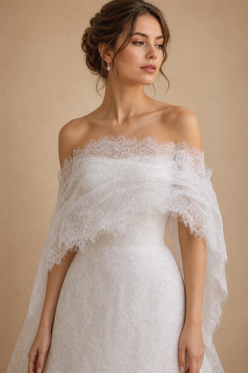 Luxury Off Shoulder Wedding Dress with Long Sleeves ZP175