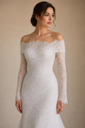 Luxury Off Shoulder Wedding Dress with Long Sleeves ZP175