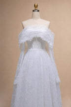 Luxury Off Shoulder Wedding Dress with Long Sleeves ZP175