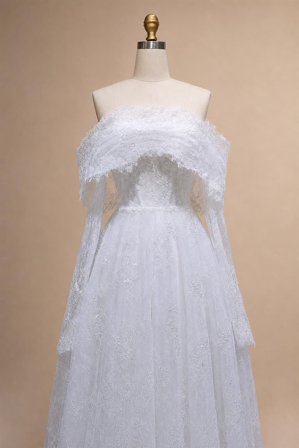 Luxury Off Shoulder Wedding Dress with Long Sleeves ZP175