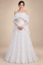 Luxury Off Shoulder Wedding Dress with Long Sleeves ZP175