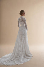 Elegant Floral Long Sleeve Mermaid Wedding Dress ZP176