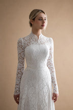 Elegant Floral Long Sleeve Mermaid Wedding Dress ZP176