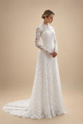 Elegant Floral Long Sleeve Mermaid Wedding Dress ZP176