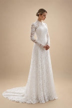 Elegant Floral Long Sleeve Mermaid Wedding Dress ZP176