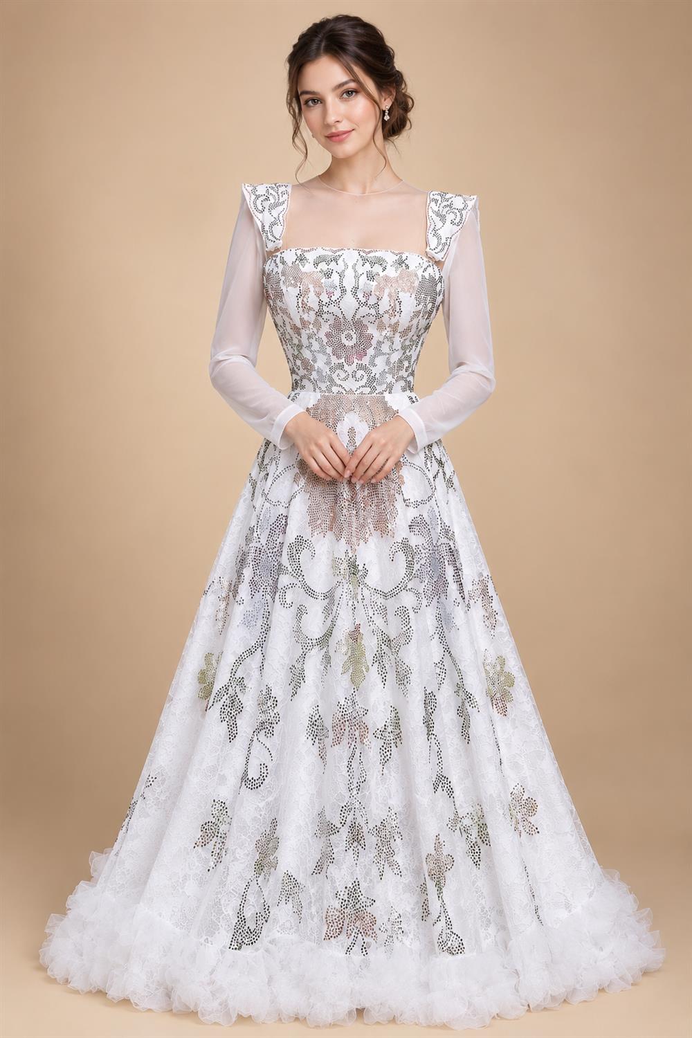 Luxury White Off-Shoulder Diamond Ball Gown Wedding Dress with Cape ZP187