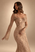 Glamorous Lace Long Sleeves Mermaid Wedding Dress ZP191