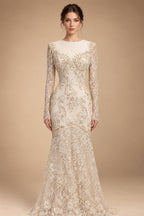 Glamorous Lace Long Sleeves Mermaid Wedding Dress ZP191