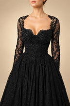 Black Luxury Gothic Wedding Dress Heavy Beaded Lace Ball Gown  ZP197