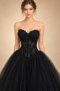 Black Lace Heavy Gothic Beading Wedding Dress Ballgown Corset Closure  ZP202
