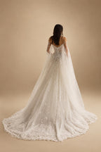 White Sparkly Beaded Corset Tulle Wedding Gown with Long Train ZP206