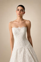White Classic Eyelash Lace A Line Wedding Dress for Bride ZP208