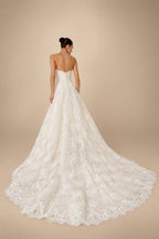 White Classic Eyelash Lace A Line Wedding Dress for Bride ZP208