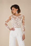 White Jumpsuit Beach Wedding Dresses Long Sleeve