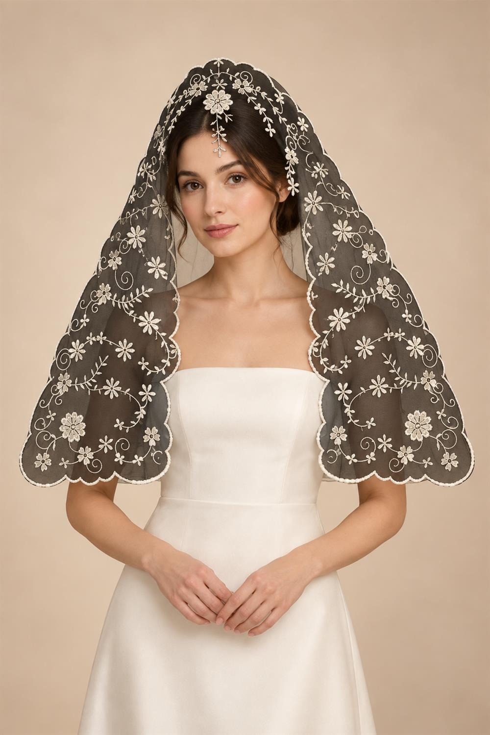 Embroidery Lace Mantilla Women Head Covering Church Catholic Veil