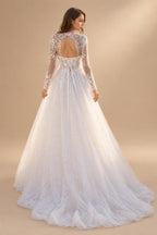 Floral Lace A Line Strapless Custom Wedding Dress