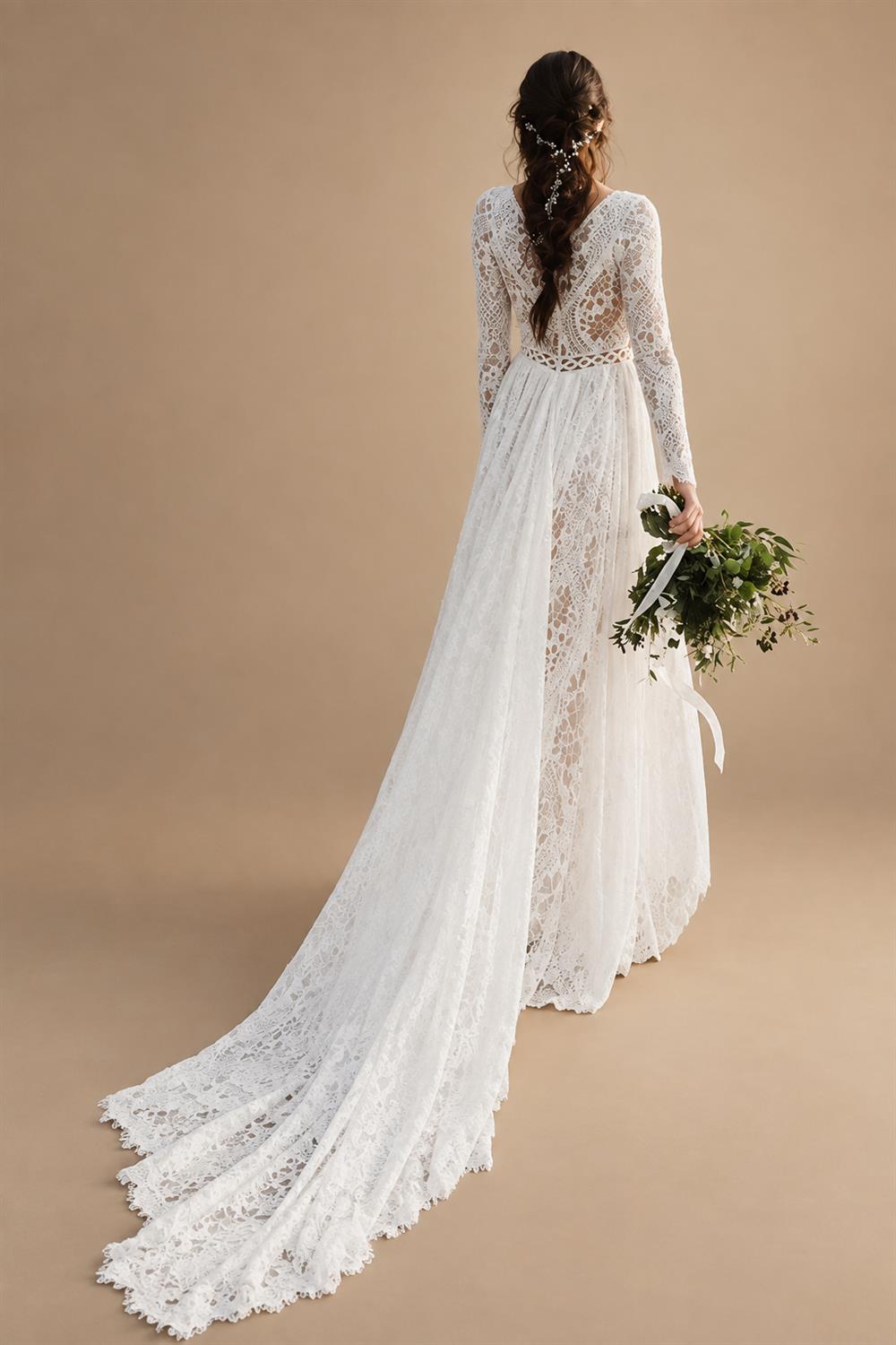 Custom Spaghetti Strap Chiffon Boho Beach Wedding Dress