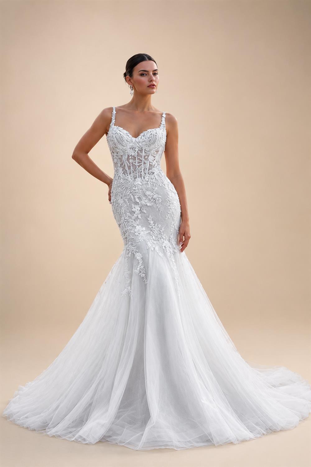 Luxury Satin Mermaid Wedding Dress Sweetheart Detachable Skirt