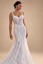 Luxury Satin Mermaid Wedding Dress Sweetheart Detachable Skirt