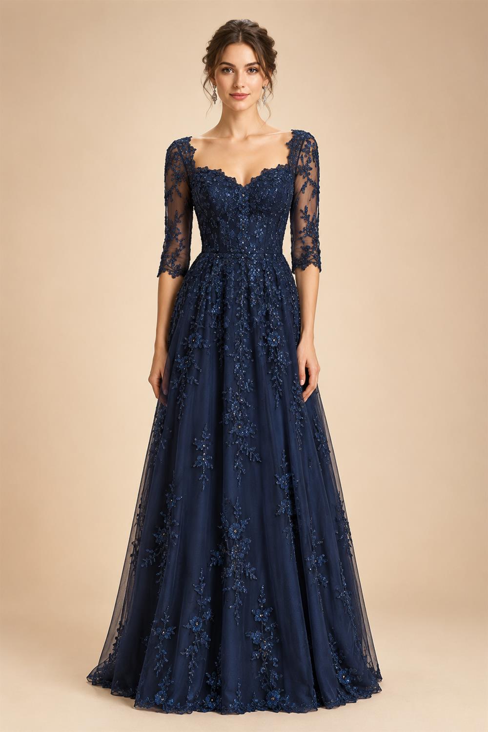Custom Plus Size Wedding Dress Long Sleeves A Line Lace Applique Gown