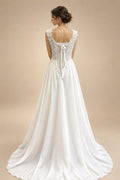 Custom Plus Size Champagne Lace V Neck Wedding Gown