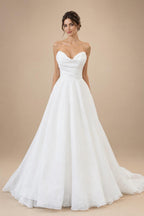 Custom A Line Soft Satin Beach Bridal Wedding Gown