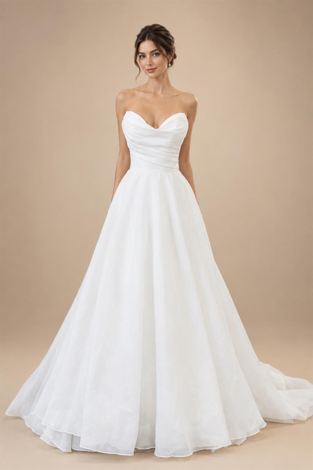 Custom A Line Soft Satin Beach Bridal Wedding Gown