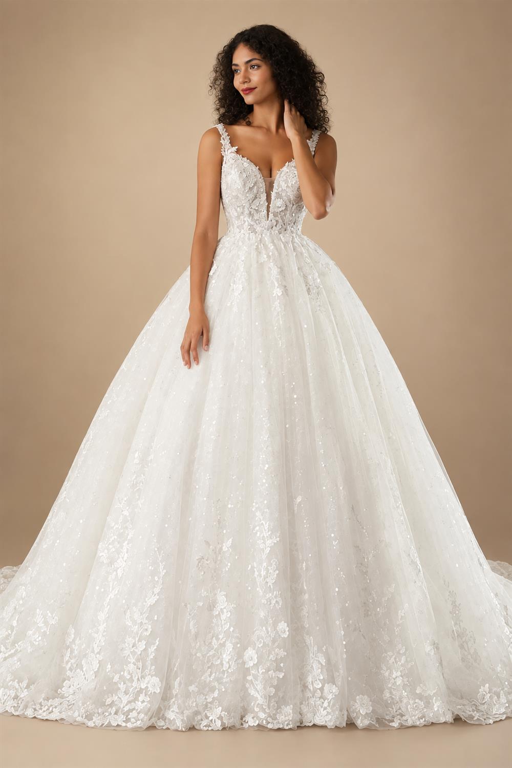 Plus Size A Line Wedding Dress Off Shoulder Lace Floral Customized