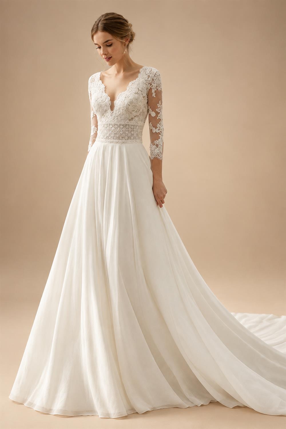 Summer Boho Wedding Dress Beach Lace V Neck Custom Bridal Gown