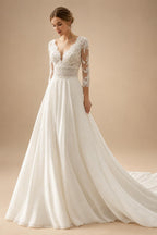 Summer Boho Wedding Dress Beach Lace V Neck Custom Bridal Gown