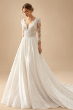 Summer Boho Wedding Dress Beach Lace V Neck Custom Bridal Gown