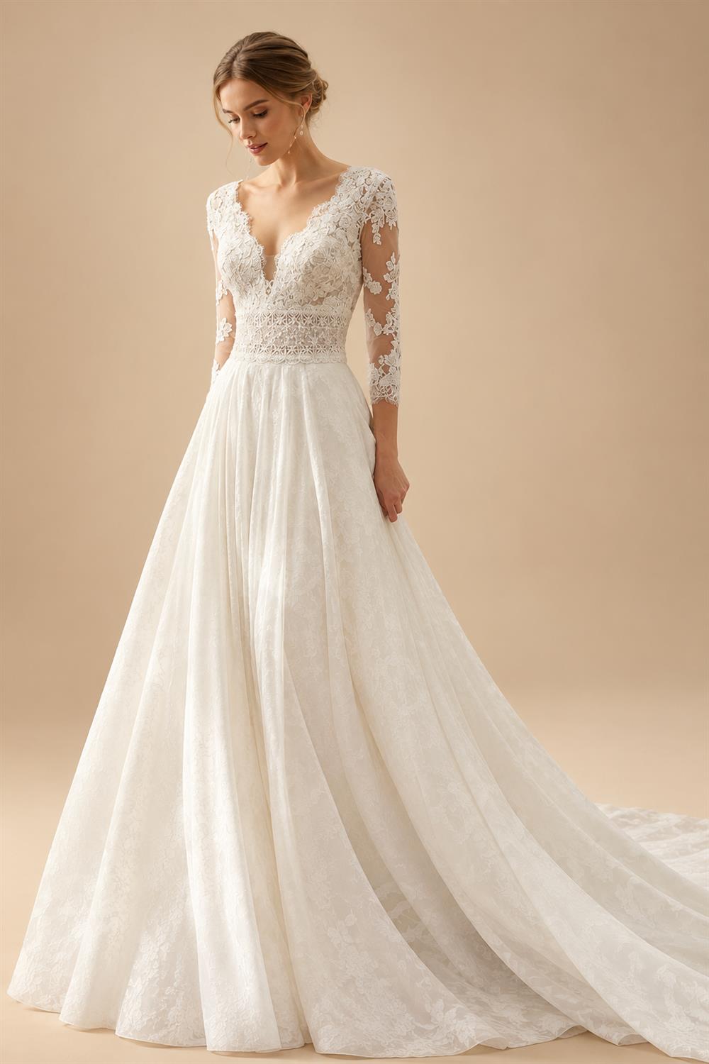 Summer Boho Wedding Dress Beach Lace V Neck Custom Bridal Gown