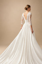 Summer Boho Wedding Dress Beach Lace V Neck Custom Bridal Gown