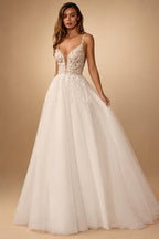 Custom Beach Wedding Dress With Beaded Lace And V Neck Spaghetti Straps