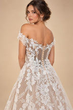 Womens Off Shoulder Lace Applique Beach Wedding Dress Boho Bridal Gown Custom