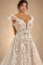 Womens Off Shoulder Lace Applique Beach Wedding Dress Boho Bridal Gown Custom